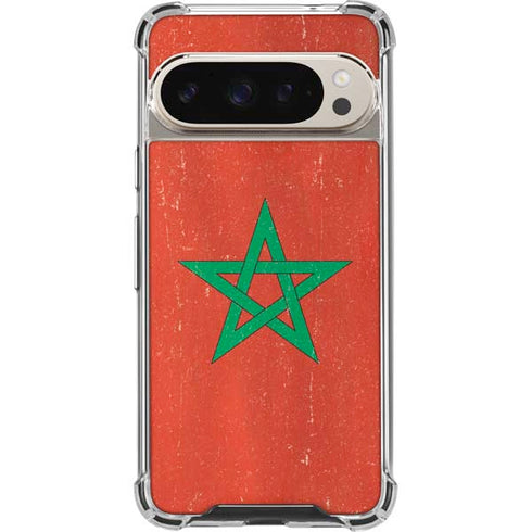 Morocco Flag Distressed Pixel 9/9 Pro Clear Case
